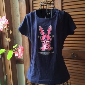 HAPPY BUNNY SMELLY RABBIT BLUE XL T-SHIRT